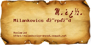 Milankovics Árpád névjegykártya