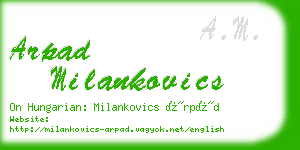 arpad milankovics business card